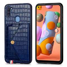 Soft Luxury Leather Snap On Case Cover S01D for Samsung Galaxy A11 Blue