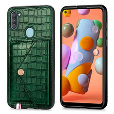 Soft Luxury Leather Snap On Case Cover S01D for Samsung Galaxy A11 Green