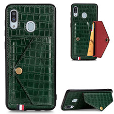 Soft Luxury Leather Snap On Case Cover S01D for Samsung Galaxy A30 Green