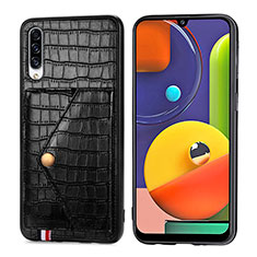Soft Luxury Leather Snap On Case Cover S01D for Samsung Galaxy A50 Black