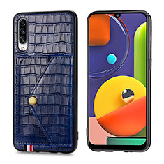 Soft Luxury Leather Snap On Case Cover S01D for Samsung Galaxy A50 Blue