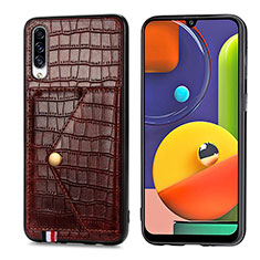 Soft Luxury Leather Snap On Case Cover S01D for Samsung Galaxy A50 Brown