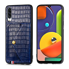 Soft Luxury Leather Snap On Case Cover S01D for Samsung Galaxy A50S Blue