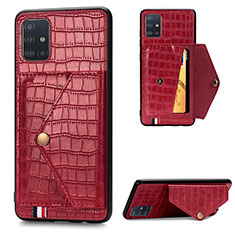 Soft Luxury Leather Snap On Case Cover S01D for Samsung Galaxy A51 5G Red
