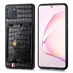 Soft Luxury Leather Snap On Case Cover S01D for Samsung Galaxy A81 Black