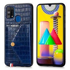 Soft Luxury Leather Snap On Case Cover S01D for Samsung Galaxy M21s Blue