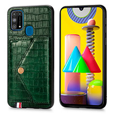 Soft Luxury Leather Snap On Case Cover S01D for Samsung Galaxy M21s Green