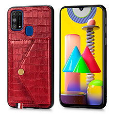 Soft Luxury Leather Snap On Case Cover S01D for Samsung Galaxy M21s Red