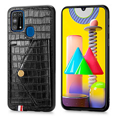 Soft Luxury Leather Snap On Case Cover S01D for Samsung Galaxy M31 Prime Edition Black