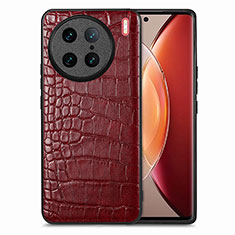 Soft Luxury Leather Snap On Case Cover S01D for Vivo X90 Pro 5G Red