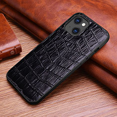 Soft Luxury Leather Snap On Case Cover S02 for Apple iPhone 14 Black
