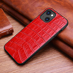 Soft Luxury Leather Snap On Case Cover S02 for Apple iPhone 14 Plus Red