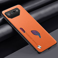 Soft Luxury Leather Snap On Case Cover S02 for Asus ROG Phone 7 Pro Orange