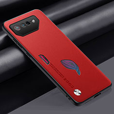 Soft Luxury Leather Snap On Case Cover S02 for Asus ROG Phone 7 Pro Red
