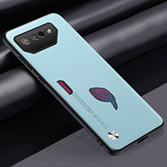 Soft Luxury Leather Snap On Case Cover S02 for Asus ROG Phone 7 Pro Sky Blue