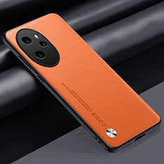 Soft Luxury Leather Snap On Case Cover S02 for Huawei Honor 100 Pro 5G Orange