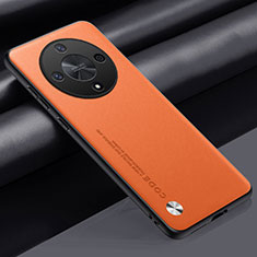 Soft Luxury Leather Snap On Case Cover S02 for Huawei Honor X9b 5G Orange