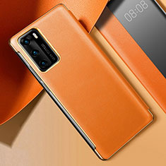 Soft Luxury Leather Snap On Case Cover S02 for Huawei P40 Orange