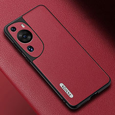 Soft Luxury Leather Snap On Case Cover S02 for Huawei P60 Art Red