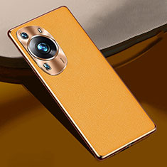 Soft Luxury Leather Snap On Case Cover S02 for Huawei P60 Orange