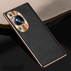 Soft Luxury Leather Snap On Case Cover S02 for Huawei P60 Pro Black