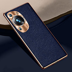 Soft Luxury Leather Snap On Case Cover S02 for Huawei P60 Pro Blue