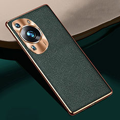 Soft Luxury Leather Snap On Case Cover S02 for Huawei P60 Pro Green