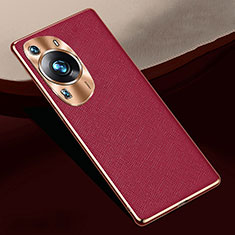 Soft Luxury Leather Snap On Case Cover S02 for Huawei P60 Pro Red