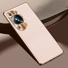 Soft Luxury Leather Snap On Case Cover S02 for Huawei P60 Pro Rose Gold