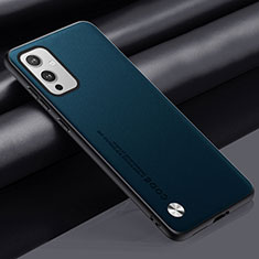 Soft Luxury Leather Snap On Case Cover S02 for OnePlus 9 5G Cyan