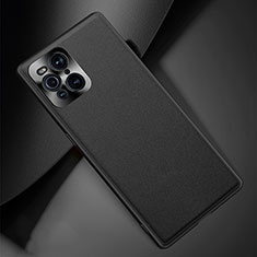 Soft Luxury Leather Snap On Case Cover S02 for Oppo Find X3 Pro 5G Black