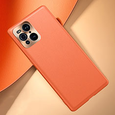 Soft Luxury Leather Snap On Case Cover S02 for Oppo Find X3 Pro 5G Orange