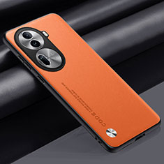 Soft Luxury Leather Snap On Case Cover S02 for Oppo Reno11 Pro 5G Orange