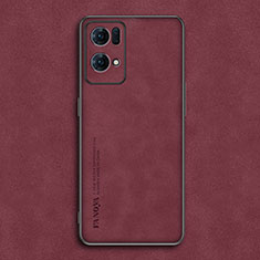 Soft Luxury Leather Snap On Case Cover S02 for Oppo Reno7 Pro 5G Red
