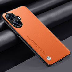 Soft Luxury Leather Snap On Case Cover S02 for Realme C55 Orange