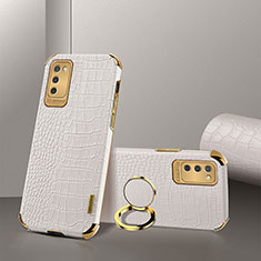 Soft Luxury Leather Snap On Case Cover S02 for Samsung Galaxy M02s White