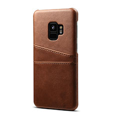 Soft Luxury Leather Snap On Case Cover S02 for Samsung Galaxy S9 Brown