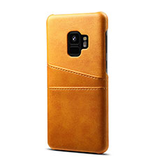 Soft Luxury Leather Snap On Case Cover S02 for Samsung Galaxy S9 Orange