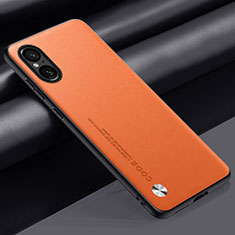 Soft Luxury Leather Snap On Case Cover S02 for Sony Xperia 5 V Orange