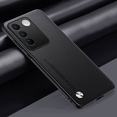 Soft Luxury Leather Snap On Case Cover S02 for Vivo V27 5G Black