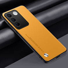 Soft Luxury Leather Snap On Case Cover S02 for Vivo V27 5G Yellow