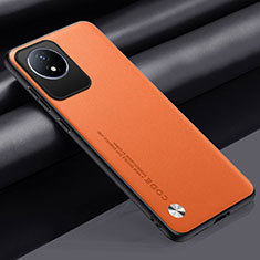 Soft Luxury Leather Snap On Case Cover S02 for Vivo Y02A Orange