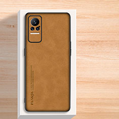 Soft Luxury Leather Snap On Case Cover S02 for Xiaomi Civi 5G Brown