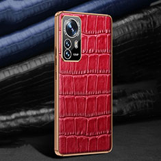 Soft Luxury Leather Snap On Case Cover S02 for Xiaomi Mi 12 Pro 5G Red