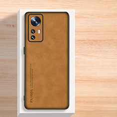 Soft Luxury Leather Snap On Case Cover S02 for Xiaomi Mi 12T Pro 5G Brown