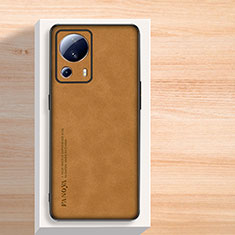 Soft Luxury Leather Snap On Case Cover S02 for Xiaomi Mi 13 Lite 5G Brown