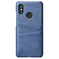 Soft Luxury Leather Snap On Case Cover S02 for Xiaomi Mi 8 Blue