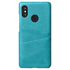 Soft Luxury Leather Snap On Case Cover S02 for Xiaomi Mi 8 Cyan