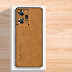 Soft Luxury Leather Snap On Case Cover S02 for Xiaomi Redmi Note 12 5G Brown