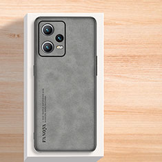 Soft Luxury Leather Snap On Case Cover S02 for Xiaomi Redmi Note 12 5G Gray